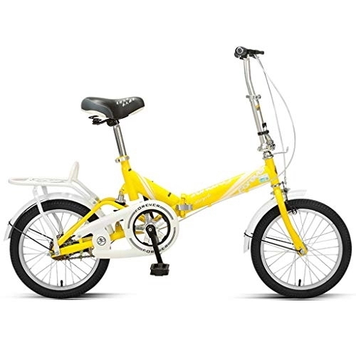 Falträder : Faltbares Fahrrad Ultraleichtes Fahrrad for Erwachsene 20 Zoll Mini Studentenfahrräder 16 Zoll Fahrräder (Color : Yellow, Size : 20 inches)