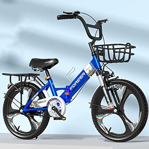 Falträder : Faltbares Kinderfahrrad 18 20 Zoll Aluminium Jungen Mädchen Fahrrad mit Körben und Getränkehaltern, Alter 10-12 Jahre, einteiliges Rad, Blau, 20 Zoll