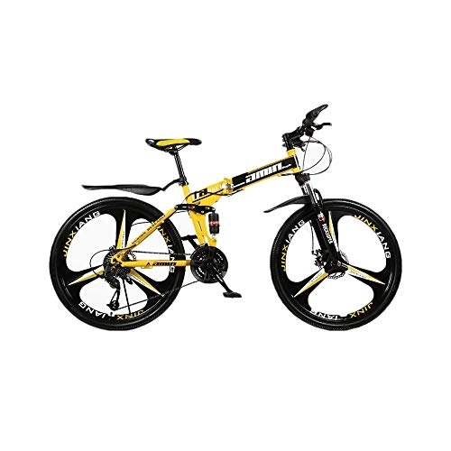Falträder : Faltbares Mountainbike 26-Zoll-Rennrad aus kohlenstoffhaltigem Stahl Urban Track Bike Shift 27-Gang-Doppelschockdämpfer für Erwachsene Doppel-Stoßdämpfer-Strandrad für Erwachsene mit doppelter Sch