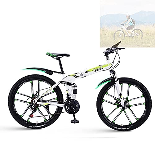 Falträder : Faltrad, 26 Zoll Zusammenklappbares Mountainbike, Ultraleichtes tragbares Mountainbike, Herren- und Damenfahrräder für Erwachsene und Studenten / Green / 21speed
