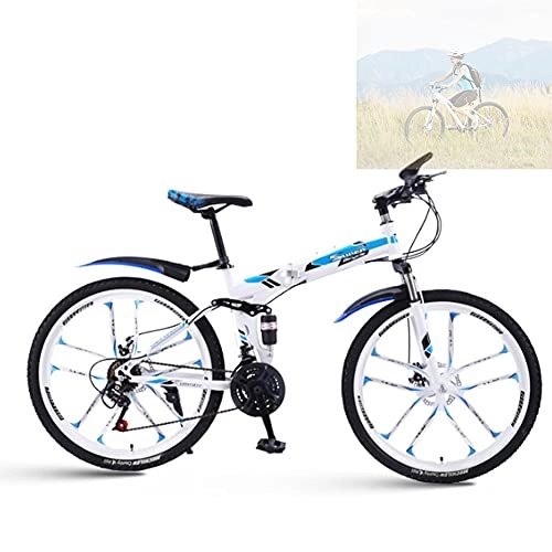 Falträder : Faltrad, 26 Zoll Zusammenklappbares Mountainbike, Ultraleichtes tragbares Mountainbike, Herren- und Damenfahrräder für Erwachsene und Studenten / White / 21speed