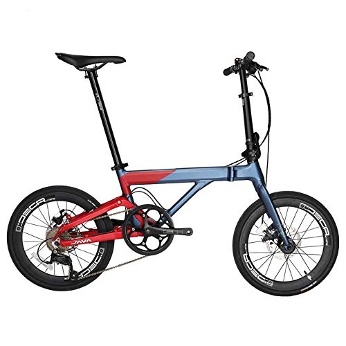 Falträder : Faltrad, Aluminiumlegierung 9-Gang-Doppelscheibenbremse Herren- Und Damen-Doppelklapprad, Tragbares Fahrrad
