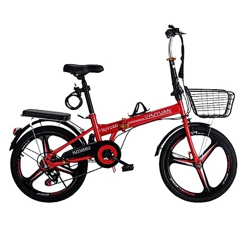 Falträder : Faltrad für Erwachsene, faltbares Fahrrad mit 6-Gang-Gangschaltung, City-Faltrad aus Kohlenstoffstahl mit Schutzblech-Heckträger, tragbare Fahrräder (B 20 Zoll)