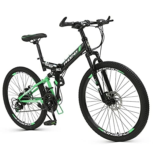 Falträder : Faltrad in 26 Zoll, Mountainbike Aluminium Scheibenbremse Fahrrad für Jungen, Mädchen, Herren und Damen - Schaltung - Herrenrad / green