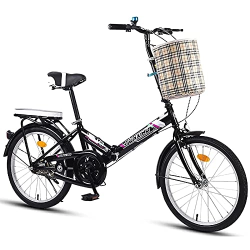 Falträder : Faltrad Klapprad City Bike, ultraleichte tragbare Klappfahrrad, Retro Style Citybikes Faltbare Trekking-Fahrrad-Licht-Fahrrad, Erwachsene Männer Frauen Freien Reitausflug Black, 16 inches