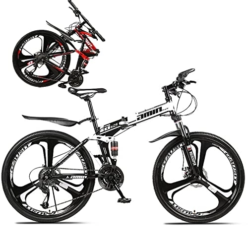 Falträder : Faltrad-Klapprad für Erwachsene Discbremse Faltfahrrad-Herren-Damen Kettenschaltung Folding City Bike Rahmen Aus Kohlenstoffstahl, Black3, 21