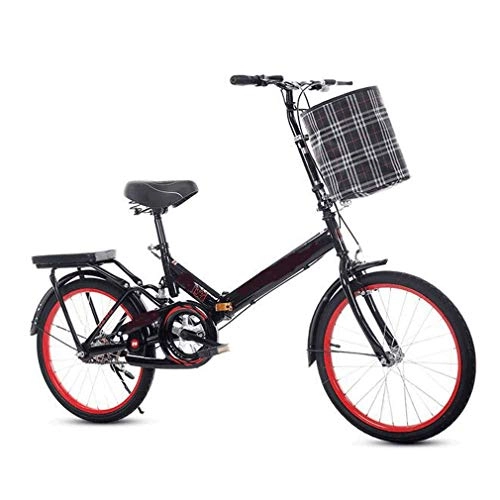 Falträder : Falträder, 20 Zoll Mini tragbare Student Comfort Speed Wheel Faltrad für Männer Frauen Leichtes Falt-Freizeitfahrrad, Schwarz