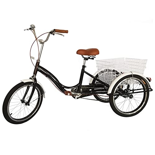 Falträder : Fetcoi Dreirad für Erwachsene 20 Zoll 3 Räder Fahrrad Erwachsene, 3-Rad-Dreirad Fahrrad mit Einkaufskorb für Erwachsene, Senioren, Frauen EU Stock, Schwarz