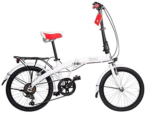 Falträder : Fiat 500 Erwachsene Pop Sport 20" Faltrad mit Shimano Gangschaltung White Klapp Fahrrad, weiß