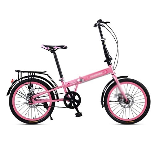 Falträder : Fitnessbikes 20-Zoll-Fahrrad Ultra-Light Faltrad Tragbare Fahrräder Erwachsene Fahrrad Straßenfahrräder (Color : Pink, Size : 20 inches)