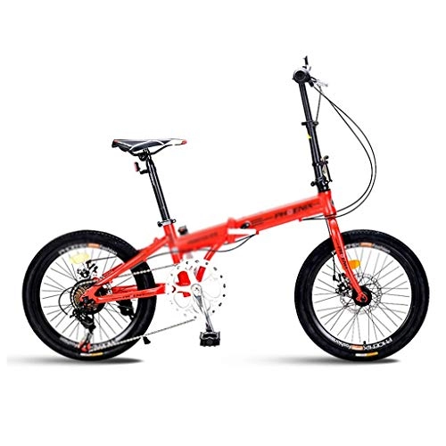 Falträder : Fitnessbikes 20 Zoll Fahrrad Variable Speed ​​Fahrräder Ultraleichter Faltbare Fahrrad Adult Bike Sieben Geschwindigkeit (Color : Red, Size : 20 inches)