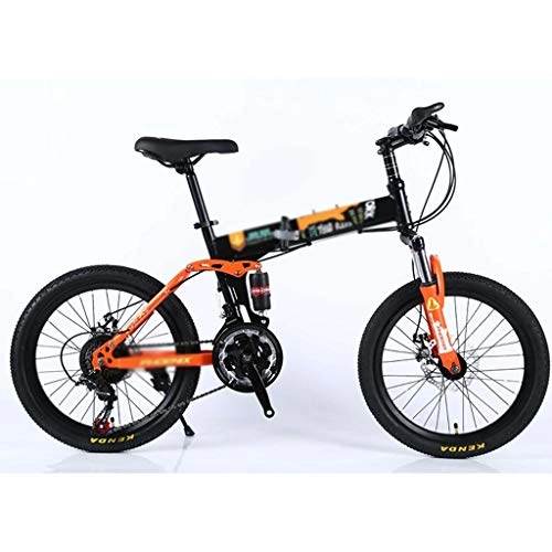 Falträder : Fitnessbikes Erwachsene Fahrrad Faltbare Fahrrad Ultra-leichte Tragbare Fahrrder Speed Bikes Mountainbike 21-Gang (Color : Orange, Size : 20 inches)
