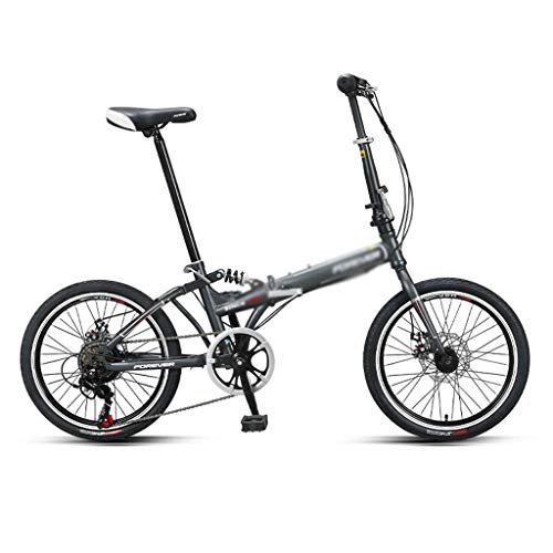 Falträder : Fitnessbikes Faltbare Fahrrad 20-Zoll-Bike Variable-Speed-Fahrräder Fahrräder for Erwachsene Rennrad 7-Gang (Color : Gray, Size : 20 inches)