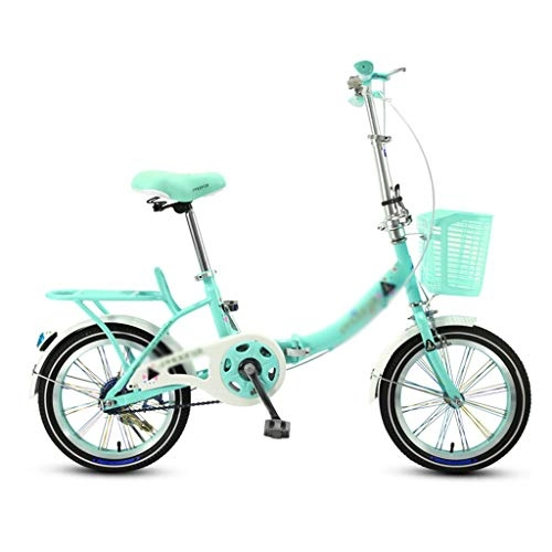 Falträder : Fitnessbikes Faltbare Fahrrad Ultra Light Tragbare Fahrrad Student Fahrrad Rennrder (Color : Green, Size : 16 inches)