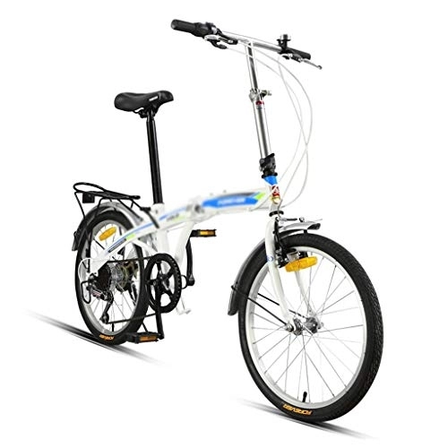 Falträder : Fitnessbikes Faltbare Fahrrad Variable Speed ​​Fahrräder Adult Bike 20-Zoll-Bikes Student Fahrrad 7-Gang (Color : Weiß, Size : 20 inches)
