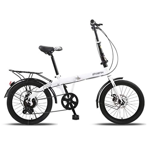 Falträder : Fitnessbikes Faltbare Fahrrad Variable Speed ​​Fahrräder Erwachsene Fahrrad 20-Zoll-Bike Rennräder 6-Gang (Color : Weiß, Size : 20inches)