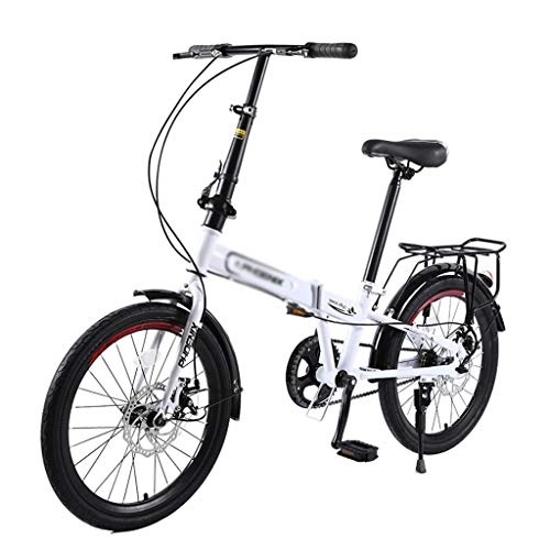 Falträder : Fitnessbikes Klapprad 20-Zoll-Fahrräder Fahrräder for Erwachsene Rennrad Student Fahrrad (Color : Weiß, Size : 20 inches)