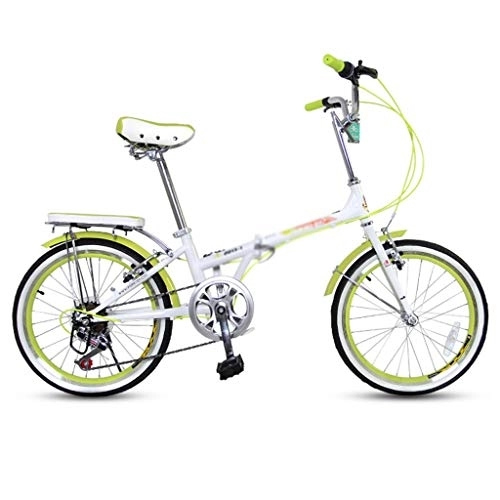 Falträder : Fitnessbikes Ultraleichter Faltbare Fahrrad Fahrräder for Erwachsene Variable Speed ​​Bike Student Fahrrad 7-Gang (Color : Green, Size : 20 inches)