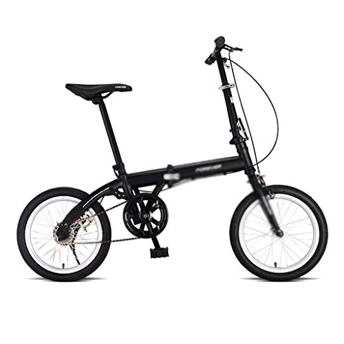 Falträder : Fitnessbikes Ultralight Bewegliches Fahrrad Faltbare Fahrrad Erwachsene Fahrräder Mini Bikes Variable Speed ​​Fahrrad 6-Gang (Color : Black, Size : 16inches)