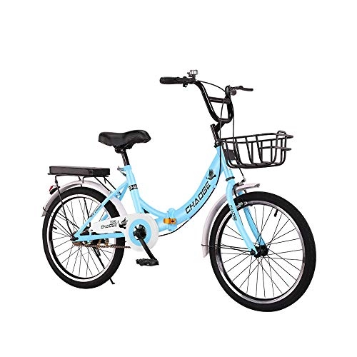 Falträder : Folding Fahrrad, 24" Rad-Straßen-Fahrrad Für Männer Frauen, Mit Stoßdämpfung Fast Speed ​​Change System, Für Normale Straße Radfahren, Blau