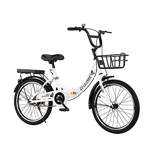 Falträder : Folding Fahrrad, 24" Rad-Straßen-Fahrrad Für Männer Frauen, Mit Stoßdämpfung Fast Speed ​​Change System, Für Normale Straße Radfahren, Weiß