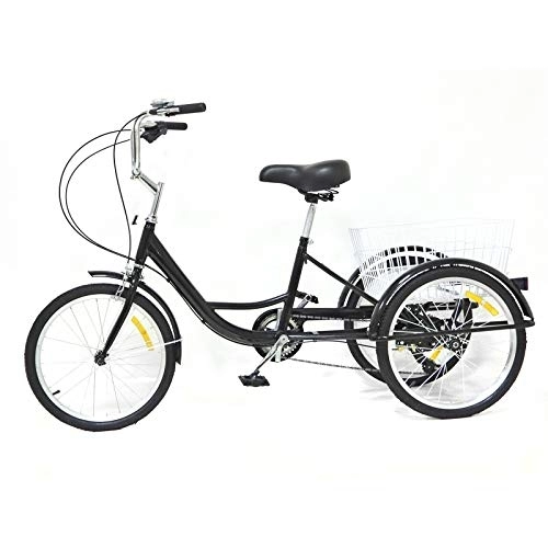 Falträder : Frederimo 3 Räder Fahrrad, 20 Zoll 8-Gang Dreirad mit Korb und Einkaufskorb Schwarz Tricycle für ältere Menschen, Mädchen, Jungen, Herren und Damen