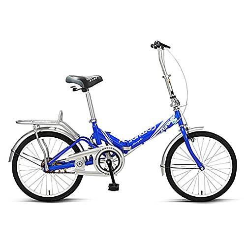 Falträder : FYHCY 20 Zoll Klapprad City Bike, ultraleichte tragbare Klappfahrrad, Retro Style Citybikes Faltbare Trekking-Fahrrad-Licht-Fahrrad, Erwachsene Männer und Frauen Freien Reitausflug Blue