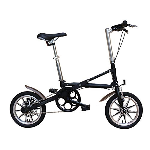 Falträder : GHH Faltbares Fahrrad 14"Ultraleichtes tragbares 7-Gang-Student City-Fahrrad aus Kohlenstoffstahl für Erwachsene, leichtes Mini-Faltrad mit 14 kg, Schwarz, 1speed
