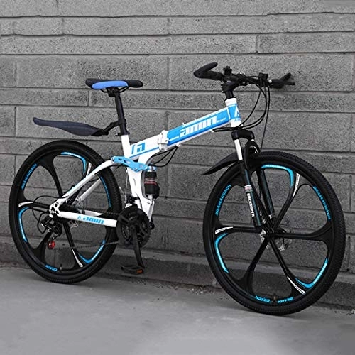 Falträder : GL SUIT 26 Zoll Faltbarer Erwachsene Mountain Bike Doppelscheibenbremse Stadt Fahrräder High Carbon Stahl Off-Road-Fahrrad Für Männer Und Frauen Im Freien Reiten, Blau, 27 Speed