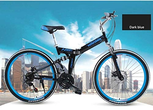Falträder : GUOE-YKGM Damenfahrrad, Herren-Damen-Fahrrad Faltrad High Carbon Stahl Jugend Und Erwachsenen Mountainbike, 21 Geschwindigkeit, 24 / 26-Zoll-Räder Klappfahrräder (Color : Black, Size : 24inch)