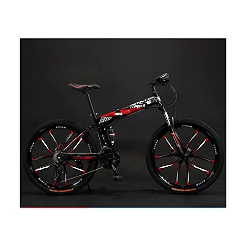 Falträder : GWL Premium Faltrad, Klapprad in 24 26 Zoll, Aluminium-Rahmen, Mountainbike, Fahrrad Doppelscheibenbremse, Erwachsene Männer und Frauen Freien Reitausflug / Red / 24inch