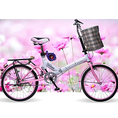 Falträder : GWL Unisex Fahrrad Faltrad, 20", Herren-Fahrrad & Jungen-Fahrrad, Licht Aluminium Faltrad, V-Bremsen vorne und hinten / Pink