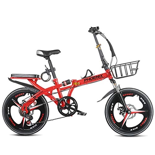 Falträder : GWM Großer beweglicher Faltbare Fahrrad Moderner Rahmen Heimtrainer varable Speed ​​Bike Geeignet for Körpergröße 140-180cm (Color : Red)