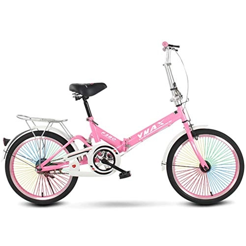 Falträder : GWM Pink City Pendler Fahrrad Faltbare Female Tragbares Outdoor Activity Bike, mit bunten Räder