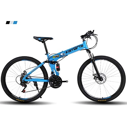 Falträder : GWSPORT Faltrad 21 Speed Mountainbike Leichte tragbare Stodmpfung Fahrrad Unisex fr Erwachsene und Kinder, Blau, 24inch