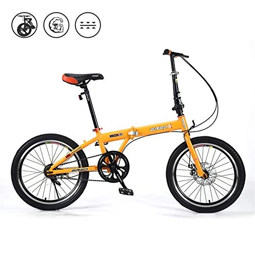 Falträder : GWSPORT Faltrad, Kinderfahrrad Fr Erwachsene, Leichtes Stodmpfer-Mountainbike, Rutschfestes Offroad-Reifen-Fahrrad Unisex, Gelb, 18 inch