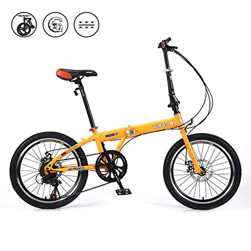 Falträder : GWSPORT Faltrad, Kinderfahrrad Fr Erwachsene Mit Variabler Geschwindigkeit, Leichtes Stodmpfer-Mountainbike, Rutschfestes Offroad-Reifen-Fahrrad Unisex, Gelb, 20 inch