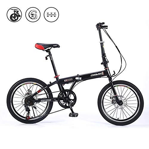 Falträder : GWSPORT Faltrad, Kinderfahrrad Fr Erwachsene Mit Variabler Geschwindigkeit, Leichtes Stodmpfer-Mountainbike, Rutschfestes Offroad-Reifen-Fahrrad Unisex, Schwarz, 18 inch