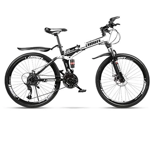 Falträder : GXQZCL-1 Mountainbike, Fahrrder, 26inch Mountainbike, Folding Hardtail Fahrrder, Carbon-Stahlrahmen, Doppelscheibenbremse und Full Suspension MTB Bike (Color : White, Size : 21 Speed)