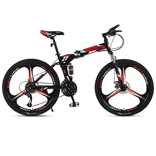 Falträder : GXQZCL-1 Mountainbike, Fahrrder, Mountainbike, Folding Hardtail Bergfahrrder, Stahl-Rahmen, Doppelaufhebung und Dual Disc Brake, 26inch Rder MTB Bike (Color : Red, Size : 24-Speed)