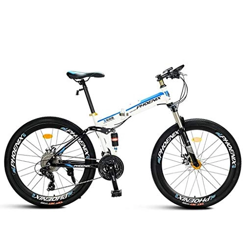 Falträder : GXQZCL-1 Mountainbike, Fahrrder, Mountainbike, Folding Mountain Fahrrder, Stahl-Rahmen, Doppelaufhebung und Dual Disc Brake, 26inch Rad, 21-Gang MTB Bike (Color : White)