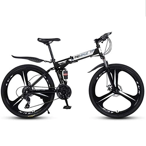 Falträder : GXQZCL-1 Mountainbike, Fahrrder, Mountainbikes, 26" Faltbare Ravine Bike, mit Doppelscheibenbremse und Doppel Fahrwerk, Carbon-Stahlrahmen MTB Bike (Color : Black, Size : 27 Speed)
