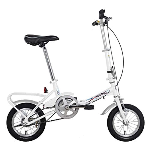 Falträder : GYNFJK 12-Zoll-Faltrad fr Kinder Portable Fahrrad Leichte Rennrder Hhenverstellbarkeit leicht zu lagern, White