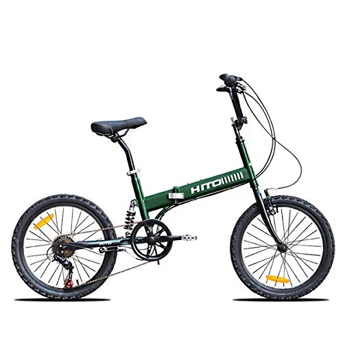 Falträder : GYNFJK 20-Zoll-Faltrad Geschwindigkeit Mnner und Frauen Rennrad Leichte Fahrrder tragbare einfach Faltbarer Rahmen zu lagern, Green