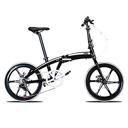 Falträder : GYNFJK Faltrad Leichte Aluminium-Legierung Verschiebung mnnlichen und weiblichen Erwachsenen Fahrrad-Reisen-Radfahren-Straen-Fahrrad-beweglicher leicht zu lagern, Black