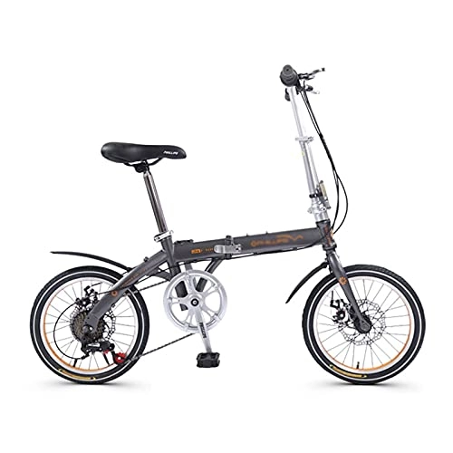 Falträder : HEZHANG Faltrad, 16 Zoll Komfort Mobile Tragbare Kompakte 6 Geschwindigkeit Faltbares Fahrrad Für Männer Frauen - Studenten Und Städtische Pendler, Grau