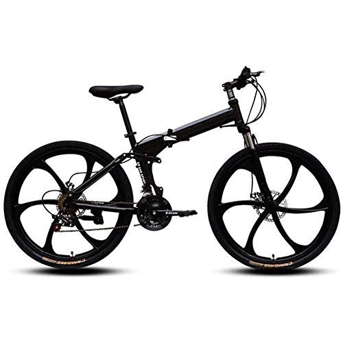 Falträder : HFJKD 26 Zoll mit Variabler Geschwindigkeit Doppelstoßdämpfung Bikes, Folding Mountainbike, Faltbare High Carbon Stahlrahmen, für Erwachsene geeignet, Rot