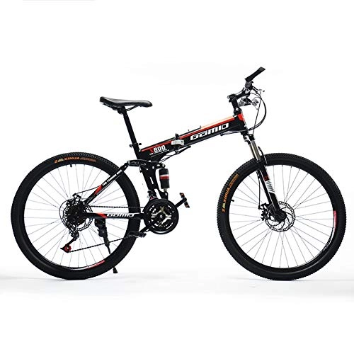 Falträder : HLMIN Klappfahrrad 21 24 27 Speed Fahrrad Stahlrahmen Dual Suspension Faltrad (Color : Black, Size : 21speed)