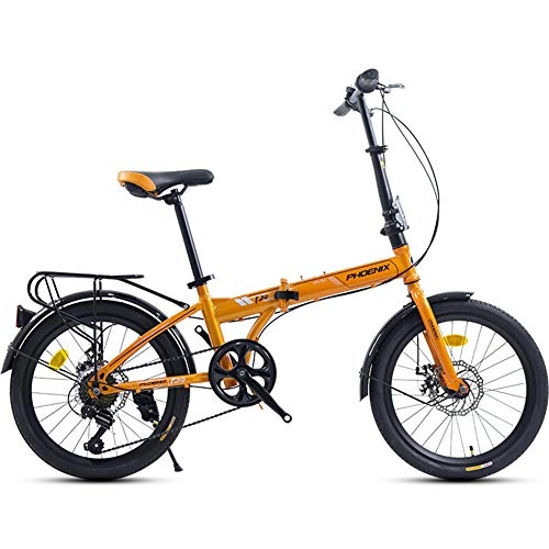 Falträder : Hmcozy 20-Zoll-Bikes Klapprad Mountainbike Mechanische Scheibenbremse, leicht und robust, Orange