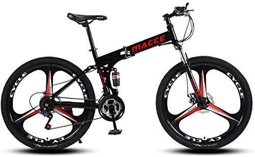 Falträder : Hochwertig 24 Geschwindigkeit Erwachsene Mountain Klapprad 26 Zoll Mountaintrail Fahrrad High Carbon Stahl-Fahrrad-volle MTB Federung mit Doppelscheibenbremsen Rennrad for Männer Frauen, Rot
